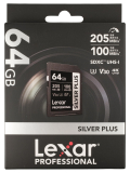 Карта памяти 64GB Lexar Professional SILVER PLUS SDXC UHS-I V30 U3, 205/100 Mb/s