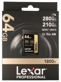 Карта памяти 64GB Lexar Professional 1800x SDXC UHS-I V60 U3, 280/205 Mb/s