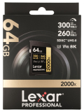 Карта памяти 64GB Lexar Professional 2000x SDXC UHS-I V90 U3, 300 Mb/s